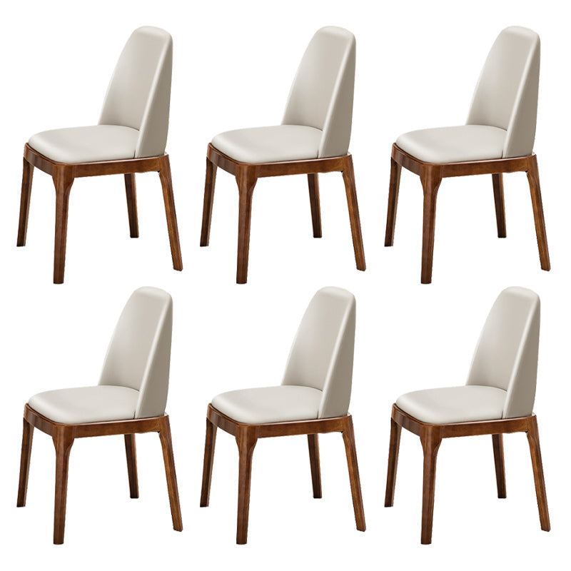 Scandinavian Style Wood Dining Chairs Dining Room Solid Back Armless Chair Off-White 6 Piece Set Clearhalo ' kitchen&dining_furn' 'Dining Chairs' 'Dining Tables & Seating' 'dining_chair' 'furn' 'furn_dining_chair' 'Furniture' 'furniture_dining_chair' 'Kitchen & Dining Furniture' 'kitchen' 3704977