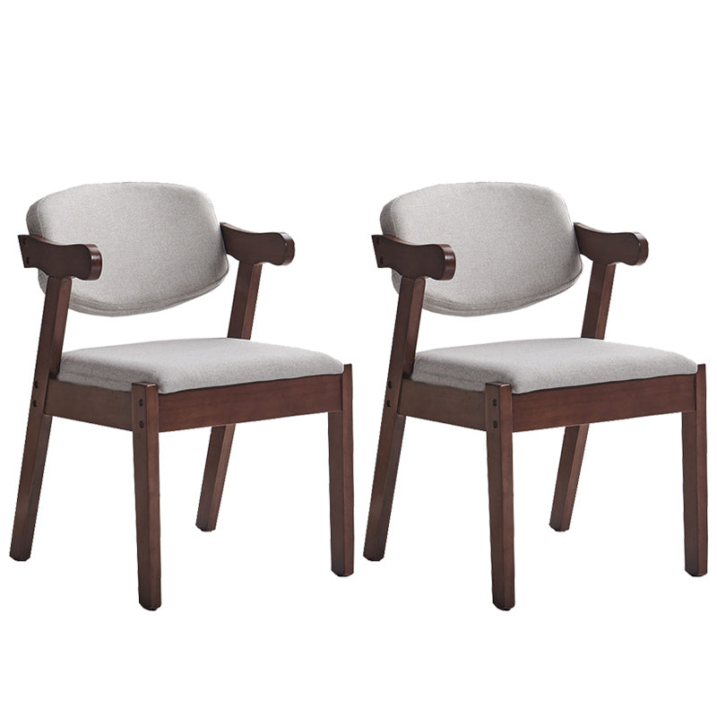 Contemporary Dining Arm Chair Open Back Side Chair with Wood Legs for Home Use Off-White 2 Piece Set Walnut Clearhalo ' kitchen&dining_furn' 'Dining Chairs' 'Dining Tables & Seating' 'dining_chair' 'furn' 'furn_dining_chair' 'Furniture' 'furniture_dining_chair' 'Kitchen & Dining Furniture' 'kitchen' 3704981