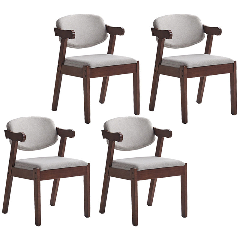 Contemporary Dining Arm Chair Open Back Side Chair with Wood Legs for Home Use Off-White 4 Piece Set Walnut Clearhalo ' kitchen&dining_furn' 'Dining Chairs' 'Dining Tables & Seating' 'dining_chair' 'furn' 'furn_dining_chair' 'Furniture' 'furniture_dining_chair' 'Kitchen & Dining Furniture' 'kitchen' 3704983