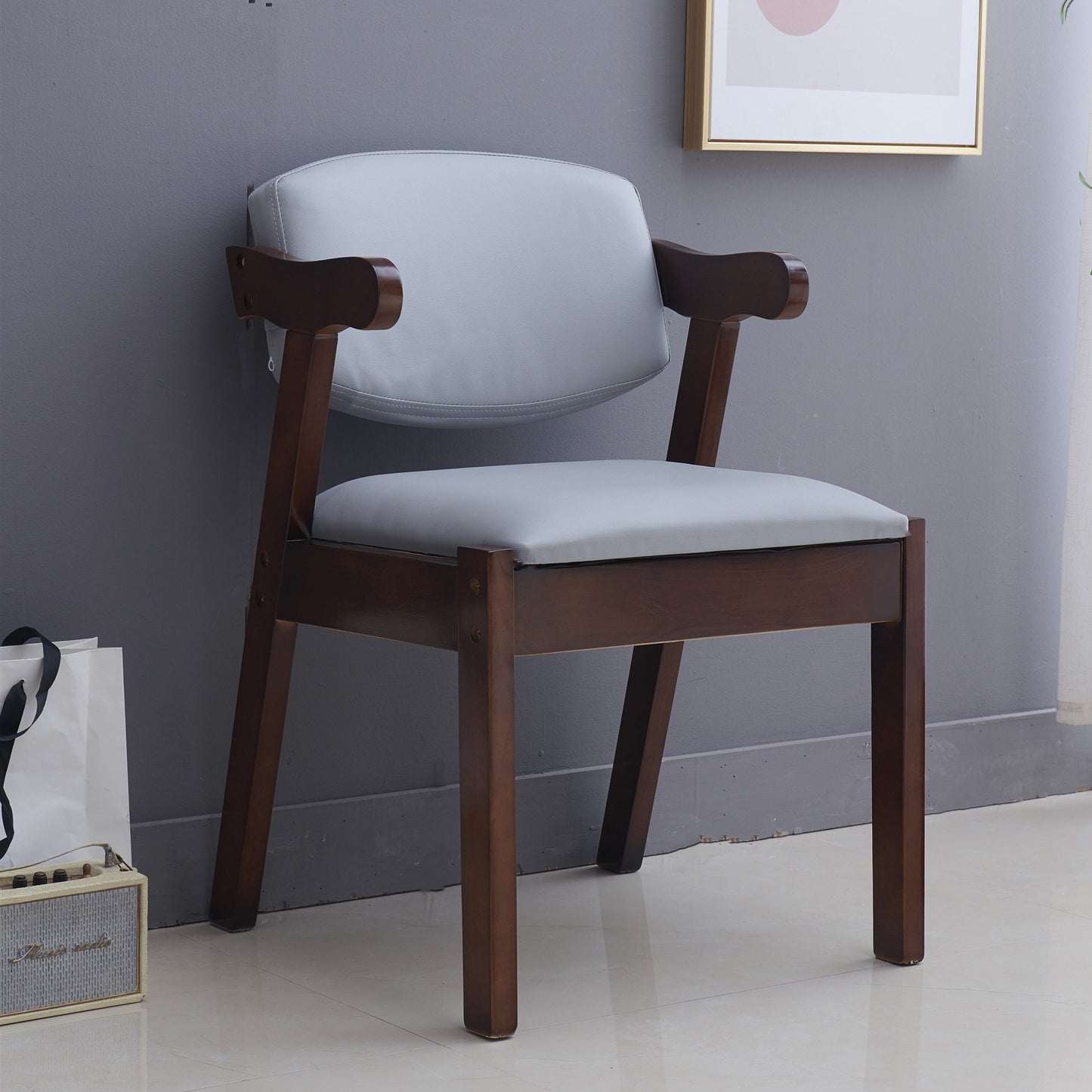 Contemporary Dining Arm Chair Open Back Side Chair with Wood Legs for Home Use Clearhalo ' kitchen&dining_furn' 'Dining Chairs' 'Dining Tables & Seating' 'dining_chair' 'furn' 'furn_dining_chair' 'Furniture' 'furniture_dining_chair' 'Kitchen & Dining Furniture' 'kitchen' 3704985