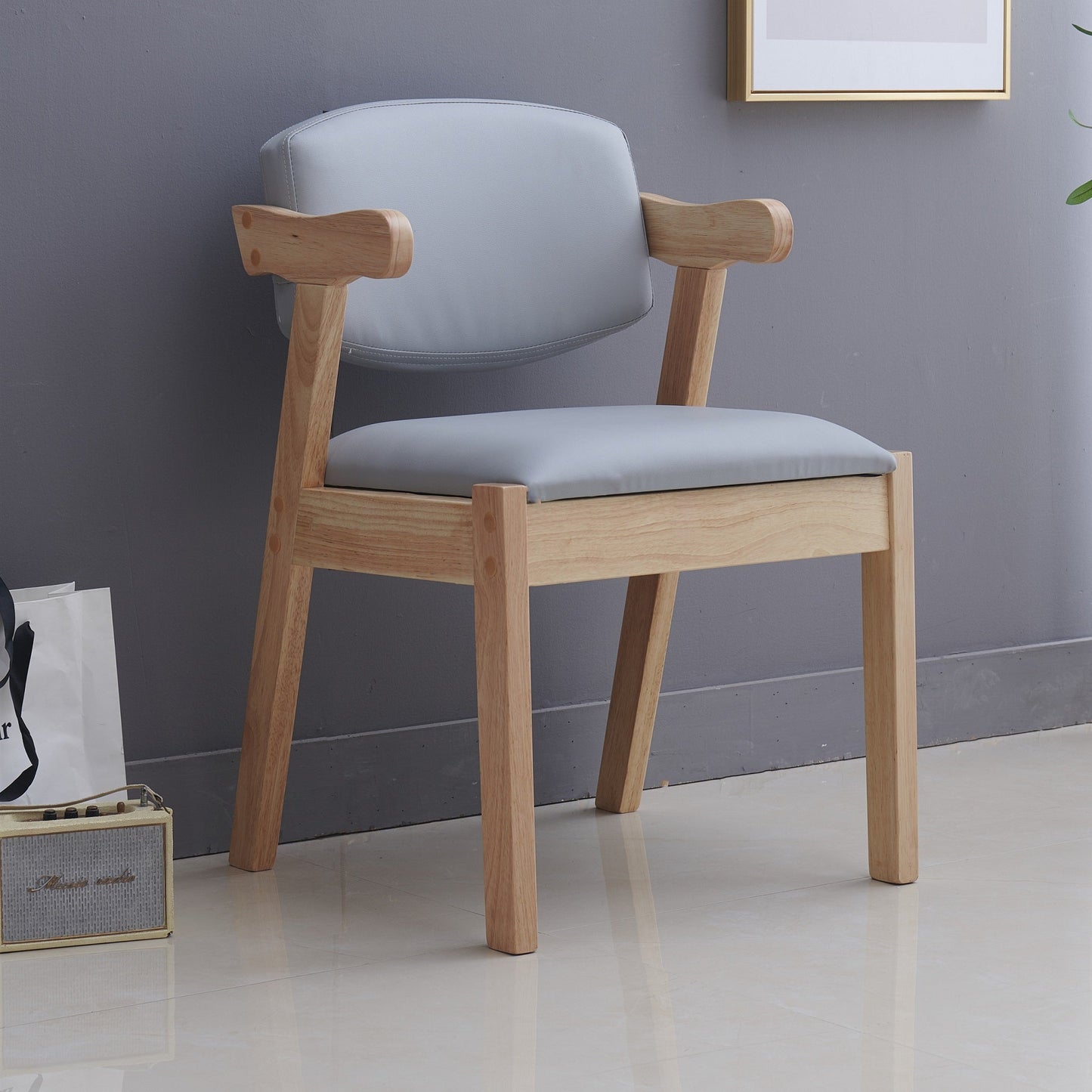 Contemporary Dining Arm Chair Open Back Side Chair with Wood Legs for Home Use Clearhalo ' kitchen&dining_furn' 'Dining Chairs' 'Dining Tables & Seating' 'dining_chair' 'furn' 'furn_dining_chair' 'Furniture' 'furniture_dining_chair' 'Kitchen & Dining Furniture' 'kitchen' 3704986