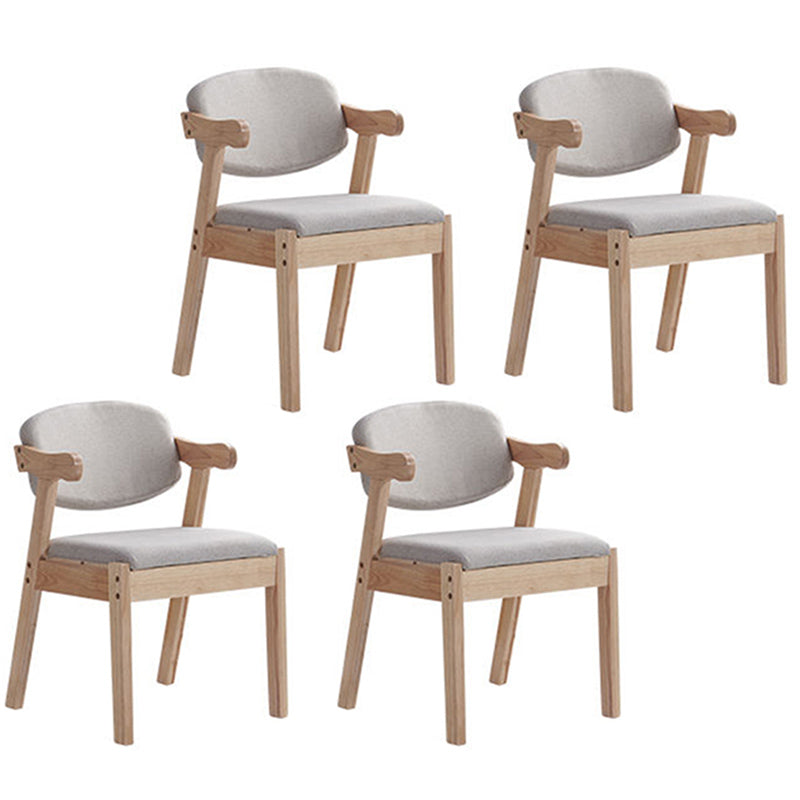 Contemporary Dining Arm Chair Open Back Side Chair with Wood Legs for Home Use Off-White 4 Piece Set Natural Wood Clearhalo ' kitchen&dining_furn' 'Dining Chairs' 'Dining Tables & Seating' 'dining_chair' 'furn' 'furn_dining_chair' 'Furniture' 'furniture_dining_chair' 'Kitchen & Dining Furniture' 'kitchen' 3704988