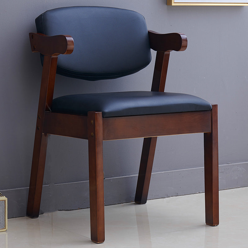 Contemporary Dining Arm Chair Open Back Side Chair with Wood Legs for Home Use Black 1 Piece Walnut Clearhalo ' kitchen&dining_furn' 'Dining Chairs' 'Dining Tables & Seating' 'dining_chair' 'furn' 'furn_dining_chair' 'Furniture' 'furniture_dining_chair' 'Kitchen & Dining Furniture' 'kitchen' 3704990