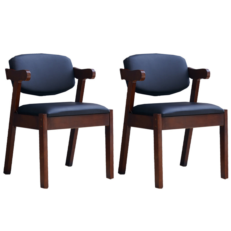 Contemporary Dining Arm Chair Open Back Side Chair with Wood Legs for Home Use Black 2 Piece Set Walnut Clearhalo ' kitchen&dining_furn' 'Dining Chairs' 'Dining Tables & Seating' 'dining_chair' 'furn' 'furn_dining_chair' 'Furniture' 'furniture_dining_chair' 'Kitchen & Dining Furniture' 'kitchen' 3704991