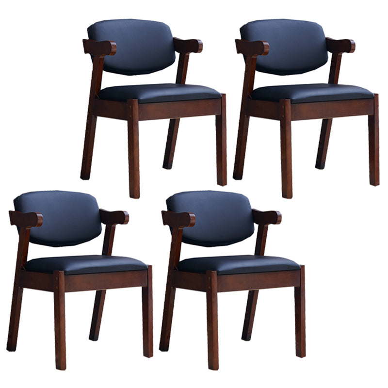 Contemporary Dining Arm Chair Open Back Side Chair with Wood Legs for Home Use Black 4 Piece Set Walnut Clearhalo ' kitchen&dining_furn' 'Dining Chairs' 'Dining Tables & Seating' 'dining_chair' 'furn' 'furn_dining_chair' 'Furniture' 'furniture_dining_chair' 'Kitchen & Dining Furniture' 'kitchen' 3704992