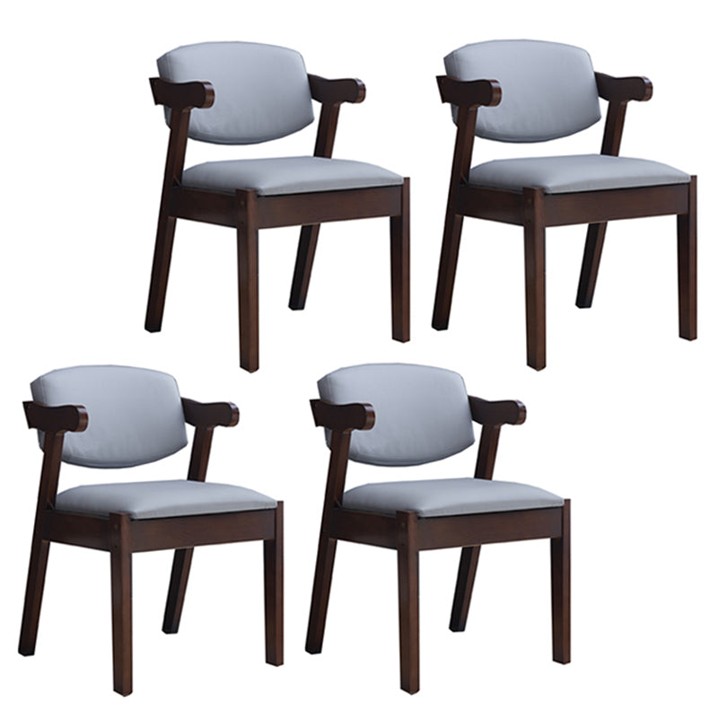 Contemporary Dining Arm Chair Open Back Side Chair with Wood Legs for Home Use Grey 4 Piece Set Walnut Clearhalo ' kitchen&dining_furn' 'Dining Chairs' 'Dining Tables & Seating' 'dining_chair' 'furn' 'furn_dining_chair' 'Furniture' 'furniture_dining_chair' 'Kitchen & Dining Furniture' 'kitchen' 3704995