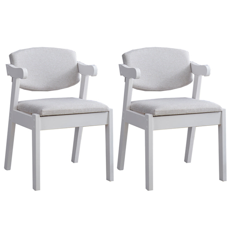 Contemporary Dining Arm Chair Open Back Side Chair with Wood Legs for Home Use Off-White 2 Piece Set White Clearhalo ' kitchen&dining_furn' 'Dining Chairs' 'Dining Tables & Seating' 'dining_chair' 'furn' 'furn_dining_chair' 'Furniture' 'furniture_dining_chair' 'Kitchen & Dining Furniture' 'kitchen' 3704997