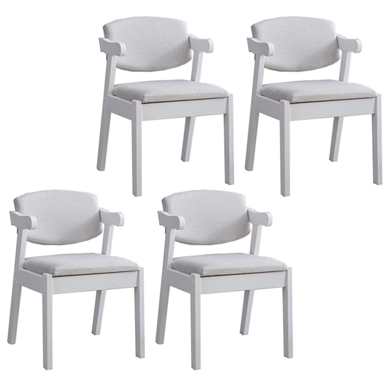 Contemporary Dining Arm Chair Open Back Side Chair with Wood Legs for Home Use Off-White 4 Piece Set White Clearhalo ' kitchen&dining_furn' 'Dining Chairs' 'Dining Tables & Seating' 'dining_chair' 'furn' 'furn_dining_chair' 'Furniture' 'furniture_dining_chair' 'Kitchen & Dining Furniture' 'kitchen' 3704998