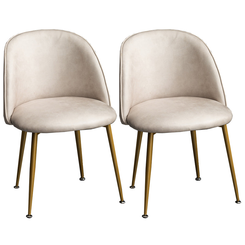 Glam Dining Side Chairs for Home Use Cushioned Armless Chair with Gold Legs Gray-White 2 Piece Set Clearhalo ' kitchen&dining_furn' 'Dining Chairs' 'Dining Tables & Seating' 'dining_chair' 'furn' 'furn_dining_chair' 'Furniture' 'furniture_dining_chair' 'Kitchen & Dining Furniture' 'kitchen' 3705003