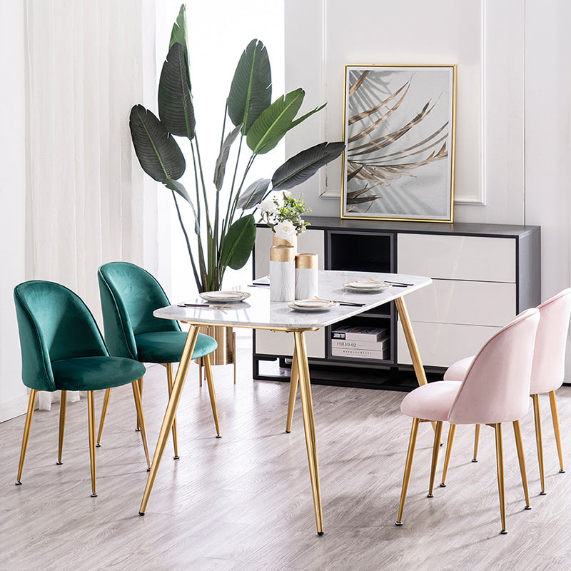 Glam Dining Side Chairs for Home Use Cushioned Armless Chair with Gold Legs Clearhalo ' kitchen&dining_furn' 'Dining Chairs' 'Dining Tables & Seating' 'dining_chair' 'furn' 'furn_dining_chair' 'Furniture' 'furniture_dining_chair' 'Kitchen & Dining Furniture' 'kitchen' 3705004