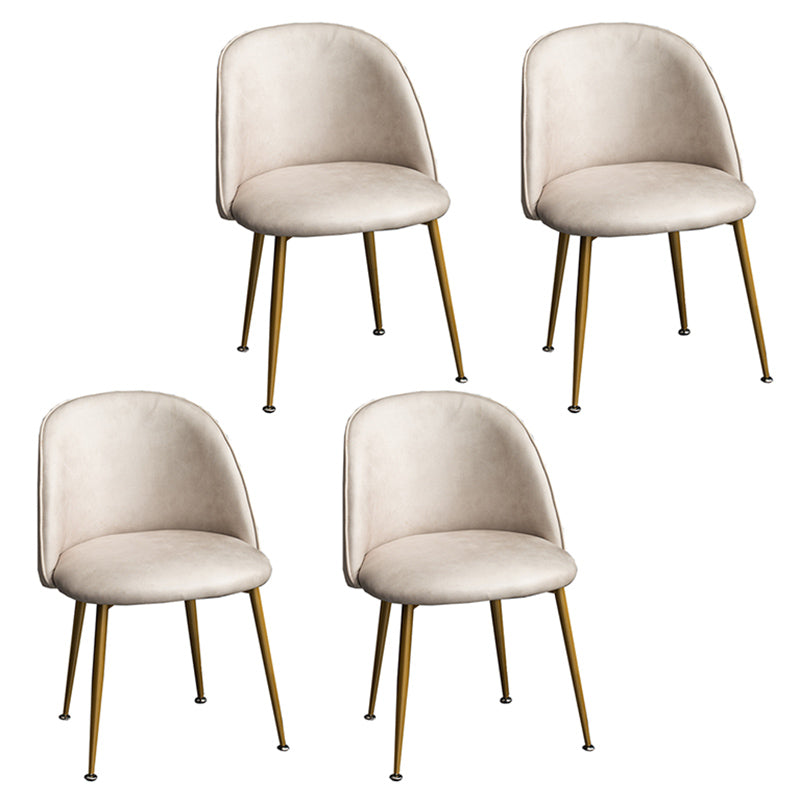Glam Dining Side Chairs for Home Use Cushioned Armless Chair with Gold Legs Gray-White 4 Piece Set Clearhalo ' kitchen&dining_furn' 'Dining Chairs' 'Dining Tables & Seating' 'dining_chair' 'furn' 'furn_dining_chair' 'Furniture' 'furniture_dining_chair' 'Kitchen & Dining Furniture' 'kitchen' 3705005