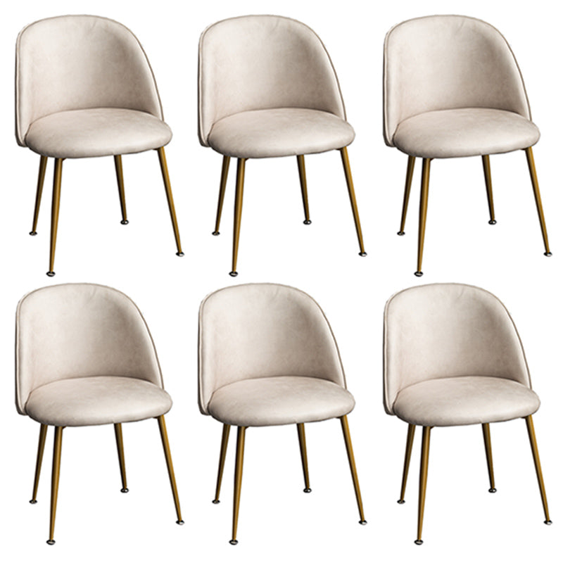 Glam Dining Side Chairs for Home Use Cushioned Armless Chair with Gold Legs Gray-White 6 Piece Set Clearhalo ' kitchen&dining_furn' 'Dining Chairs' 'Dining Tables & Seating' 'dining_chair' 'furn' 'furn_dining_chair' 'Furniture' 'furniture_dining_chair' 'Kitchen & Dining Furniture' 'kitchen' 3705007