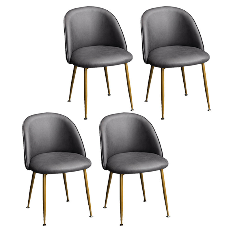 Glam Dining Side Chairs for Home Use Cushioned Armless Chair with Gold Legs Grey 4 Piece Set Clearhalo ' kitchen&dining_furn' 'Dining Chairs' 'Dining Tables & Seating' 'dining_chair' 'furn' 'furn_dining_chair' 'Furniture' 'furniture_dining_chair' 'Kitchen & Dining Furniture' 'kitchen' 3705011