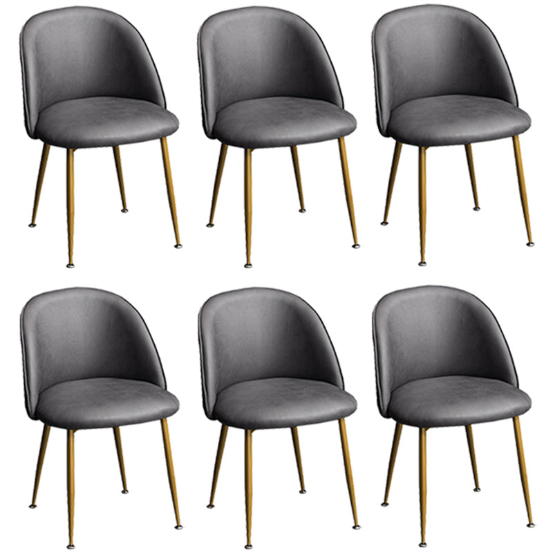 Glam Dining Side Chairs for Home Use Cushioned Armless Chair with Gold Legs Grey 6 Piece Set Clearhalo ' kitchen&dining_furn' 'Dining Chairs' 'Dining Tables & Seating' 'dining_chair' 'furn' 'furn_dining_chair' 'Furniture' 'furniture_dining_chair' 'Kitchen & Dining Furniture' 'kitchen' 3705012
