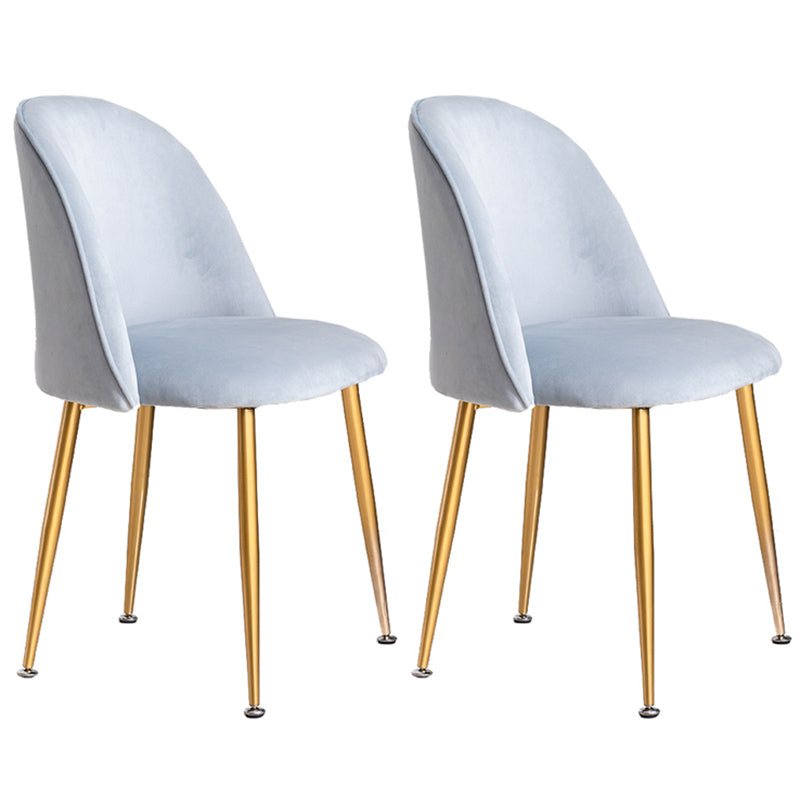 Glam Dining Side Chairs for Home Use Cushioned Armless Chair with Gold Legs Dark Blue Gray-White 2 Piece Set Clearhalo ' kitchen&dining_furn' 'Dining Chairs' 'Dining Tables & Seating' 'dining_chair' 'furn' 'furn_dining_chair' 'Furniture' 'furniture_dining_chair' 'Kitchen & Dining Furniture' 'kitchen' 3705021
