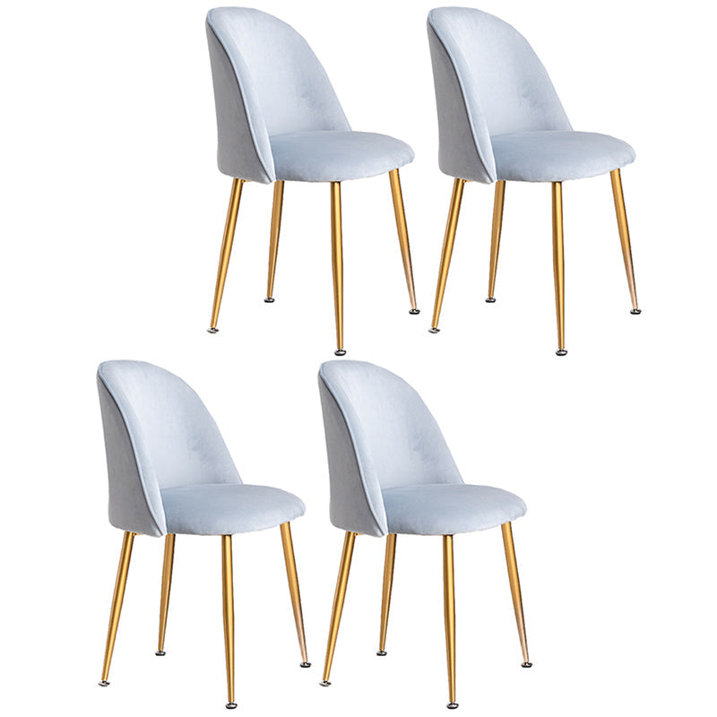 Glam Dining Side Chairs for Home Use Cushioned Armless Chair with Gold Legs Dark Blue Gray-White 4 Piece Set Clearhalo ' kitchen&dining_furn' 'Dining Chairs' 'Dining Tables & Seating' 'dining_chair' 'furn' 'furn_dining_chair' 'Furniture' 'furniture_dining_chair' 'Kitchen & Dining Furniture' 'kitchen' 3705023