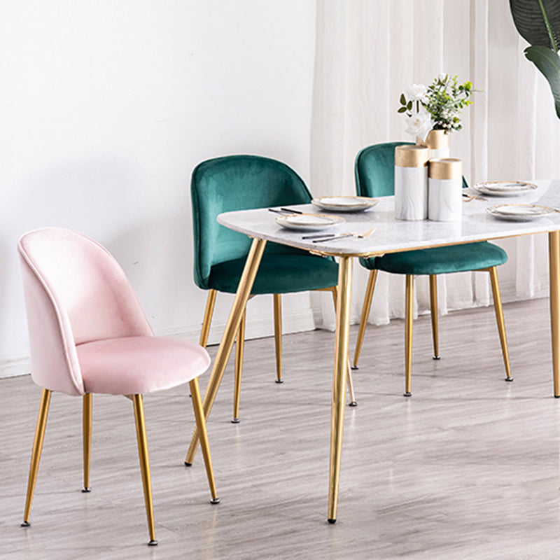 Glam Dining Side Chairs for Home Use Cushioned Armless Chair with Gold Legs Clearhalo ' kitchen&dining_furn' 'Dining Chairs' 'Dining Tables & Seating' 'dining_chair' 'furn' 'furn_dining_chair' 'Furniture' 'furniture_dining_chair' 'Kitchen & Dining Furniture' 'kitchen' 3705024