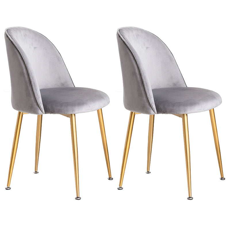 Glam Dining Side Chairs for Home Use Cushioned Armless Chair with Gold Legs Light Gray 2 Piece Set Clearhalo ' kitchen&dining_furn' 'Dining Chairs' 'Dining Tables & Seating' 'dining_chair' 'furn' 'furn_dining_chair' 'Furniture' 'furniture_dining_chair' 'Kitchen & Dining Furniture' 'kitchen' 3705028