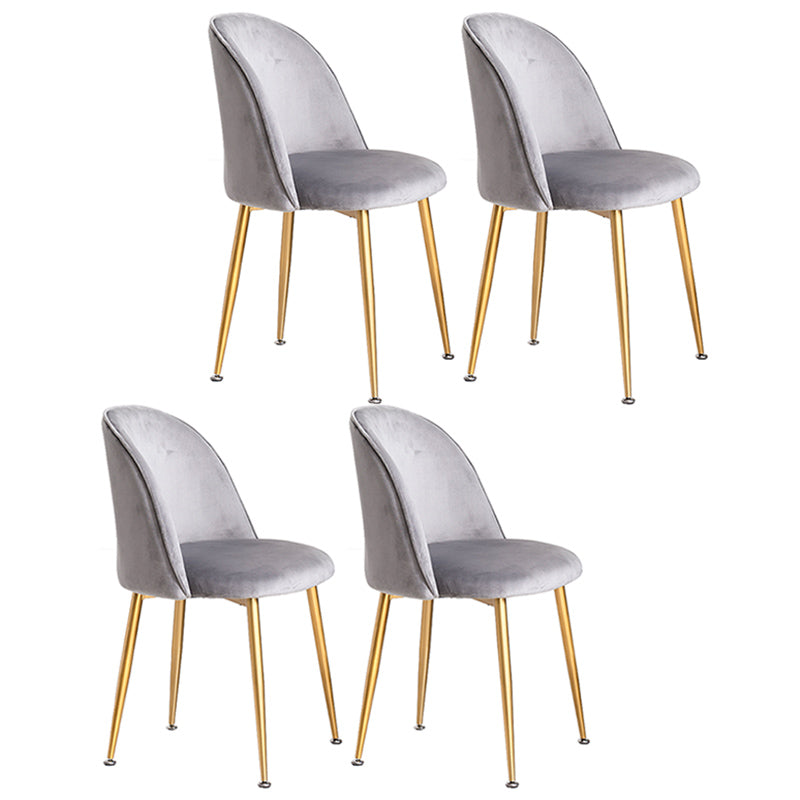 Glam Dining Side Chairs for Home Use Cushioned Armless Chair with Gold Legs Light Gray 4 Piece Set Clearhalo ' kitchen&dining_furn' 'Dining Chairs' 'Dining Tables & Seating' 'dining_chair' 'furn' 'furn_dining_chair' 'Furniture' 'furniture_dining_chair' 'Kitchen & Dining Furniture' 'kitchen' 3705029