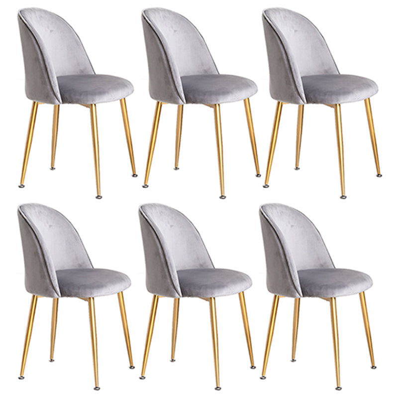 Glam Dining Side Chairs for Home Use Cushioned Armless Chair with Gold Legs Light Gray 6 Piece Set Clearhalo ' kitchen&dining_furn' 'Dining Chairs' 'Dining Tables & Seating' 'dining_chair' 'furn' 'furn_dining_chair' 'Furniture' 'furniture_dining_chair' 'Kitchen & Dining Furniture' 'kitchen' 3705030