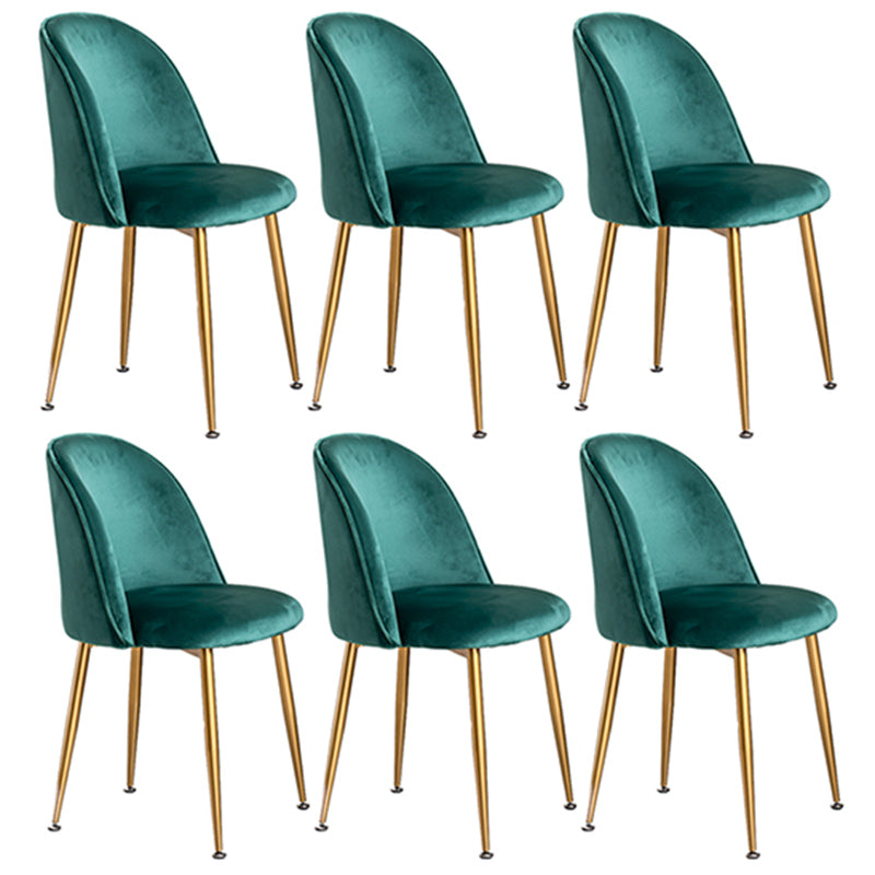 Glam Dining Side Chairs for Home Use Cushioned Armless Chair with Gold Legs Peacock Green 6 Piece Set Clearhalo ' kitchen&dining_furn' 'Dining Chairs' 'Dining Tables & Seating' 'dining_chair' 'furn' 'furn_dining_chair' 'Furniture' 'furniture_dining_chair' 'Kitchen & Dining Furniture' 'kitchen' 3705033