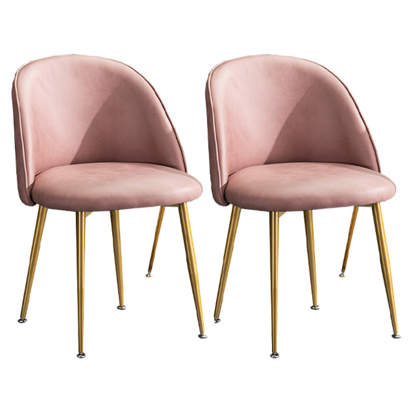 Glam Dining Side Chairs for Home Use Cushioned Armless Chair with Gold Legs Cameo Brown 2 Piece Set Clearhalo ' kitchen&dining_furn' 'Dining Chairs' 'Dining Tables & Seating' 'dining_chair' 'furn' 'furn_dining_chair' 'Furniture' 'furniture_dining_chair' 'Kitchen & Dining Furniture' 'kitchen' 3705034