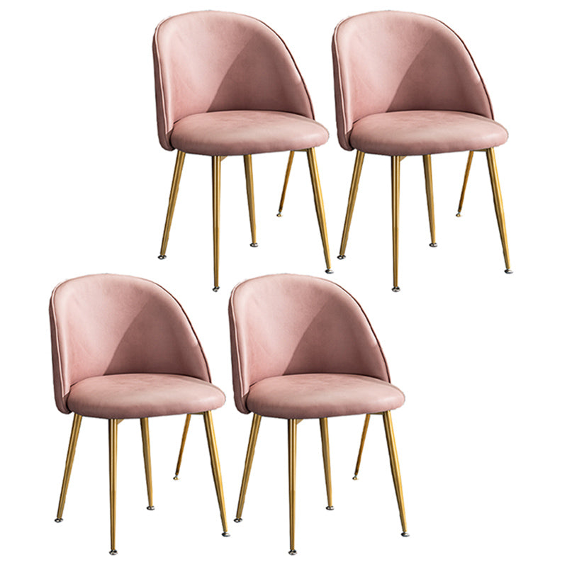 Glam Dining Side Chairs for Home Use Cushioned Armless Chair with Gold Legs Cameo Brown 4 Piece Set Clearhalo ' kitchen&dining_furn' 'Dining Chairs' 'Dining Tables & Seating' 'dining_chair' 'furn' 'furn_dining_chair' 'Furniture' 'furniture_dining_chair' 'Kitchen & Dining Furniture' 'kitchen' 3705035