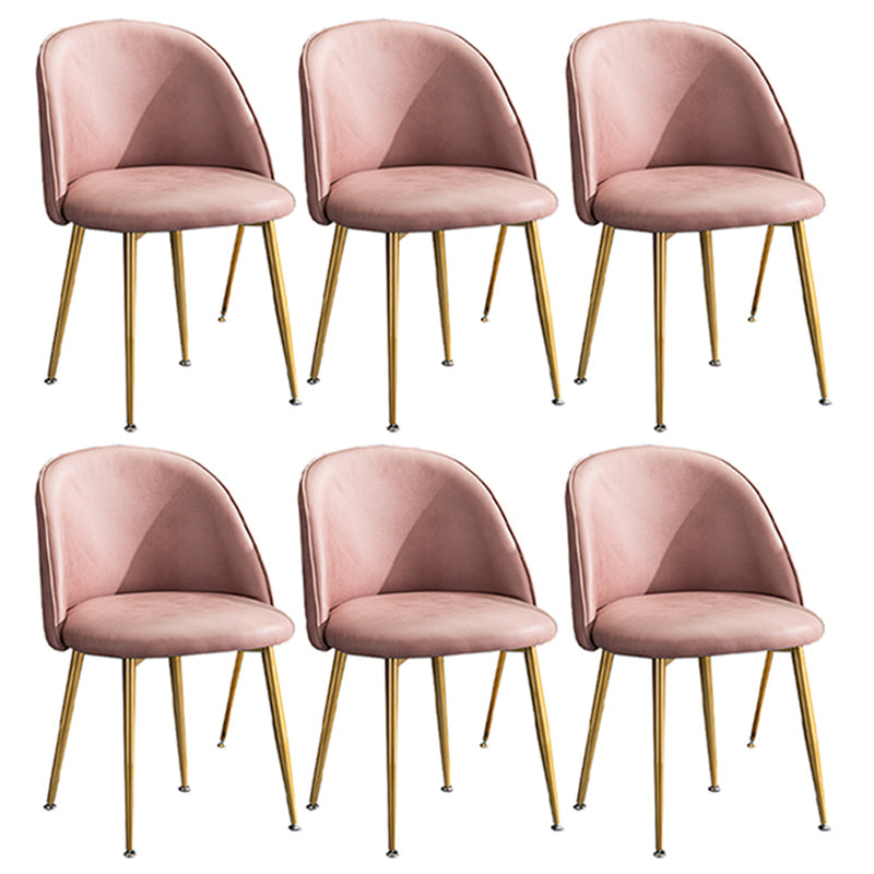 Glam Dining Side Chairs for Home Use Cushioned Armless Chair with Gold Legs Cameo Brown 6 Piece Set Clearhalo ' kitchen&dining_furn' 'Dining Chairs' 'Dining Tables & Seating' 'dining_chair' 'furn' 'furn_dining_chair' 'Furniture' 'furniture_dining_chair' 'Kitchen & Dining Furniture' 'kitchen' 3705036