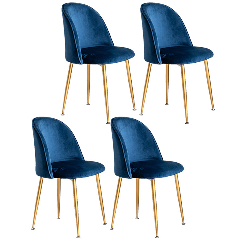 Glam Dining Side Chairs for Home Use Cushioned Armless Chair with Gold Legs Blue 4 Piece Set Clearhalo ' kitchen&dining_furn' 'Dining Chairs' 'Dining Tables & Seating' 'dining_chair' 'furn' 'furn_dining_chair' 'Furniture' 'furniture_dining_chair' 'Kitchen & Dining Furniture' 'kitchen' 3705041