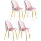 Glam Dining Side Chairs for Home Use Cushioned Armless Chair with Gold Legs Light Pink 4 Piece Set Clearhalo ' kitchen&dining_furn' 'Dining Chairs' 'Dining Tables & Seating' 'dining_chair' 'furn' 'furn_dining_chair' 'Furniture' 'furniture_dining_chair' 'Kitchen & Dining Furniture' 'kitchen' 3705044