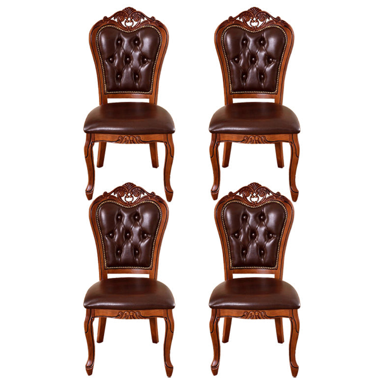 Leather Open Back Dining Side Chair Kitchen Dining Chair with Solid Wood Legs Brown 4 Piece Set Clearhalo ' kitchen&dining_furn' 'Dining Chairs' 'Dining Tables & Seating' 'dining_chair' 'furn' 'furn_dining_chair' 'Furniture' 'furniture_dining_chair' 'Kitchen & Dining Furniture' 'kitchen' 3705049