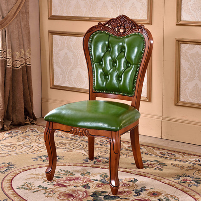 Leather Open Back Dining Side Chair Kitchen Dining Chair with Solid Wood Legs Green 1 Piece Clearhalo ' kitchen&dining_furn' 'Dining Chairs' 'Dining Tables & Seating' 'dining_chair' 'furn' 'furn_dining_chair' 'Furniture' 'furniture_dining_chair' 'Kitchen & Dining Furniture' 'kitchen' 3705050