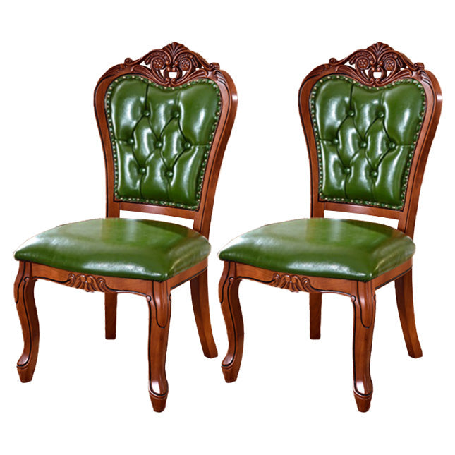 Leather Open Back Dining Side Chair Kitchen Dining Chair with Solid Wood Legs Green 2 Piece Set Clearhalo ' kitchen&dining_furn' 'Dining Chairs' 'Dining Tables & Seating' 'dining_chair' 'furn' 'furn_dining_chair' 'Furniture' 'furniture_dining_chair' 'Kitchen & Dining Furniture' 'kitchen' 3705053