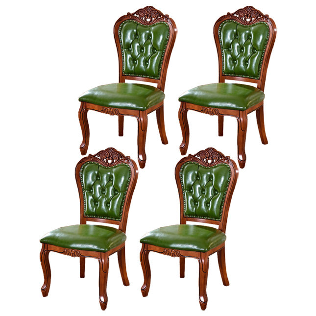 Leather Open Back Dining Side Chair Kitchen Dining Chair with Solid Wood Legs Green 4 Piece Set Clearhalo ' kitchen&dining_furn' 'Dining Chairs' 'Dining Tables & Seating' 'dining_chair' 'furn' 'furn_dining_chair' 'Furniture' 'furniture_dining_chair' 'Kitchen & Dining Furniture' 'kitchen' 3705054