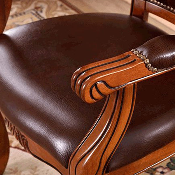 Leather Open Back Dining Side Chair Kitchen Dining Chair with Solid Wood Legs Clearhalo ' kitchen&dining_furn' 'Dining Chairs' 'Dining Tables & Seating' 'dining_chair' 'furn' 'furn_dining_chair' 'Furniture' 'furniture_dining_chair' 'Kitchen & Dining Furniture' 'kitchen' 3705055