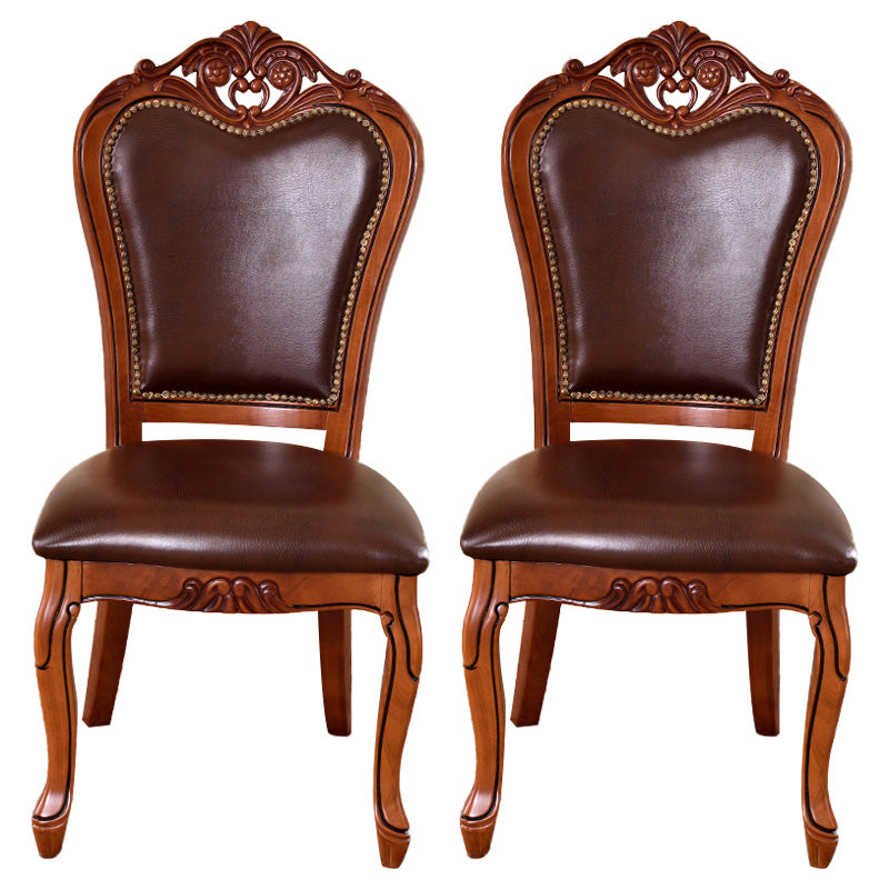 Leather Open Back Dining Side Chair Kitchen Dining Chair with Solid Wood Legs Khaki 2 Piece Set Clearhalo ' kitchen&dining_furn' 'Dining Chairs' 'Dining Tables & Seating' 'dining_chair' 'furn' 'furn_dining_chair' 'Furniture' 'furniture_dining_chair' 'Kitchen & Dining Furniture' 'kitchen' 3705056