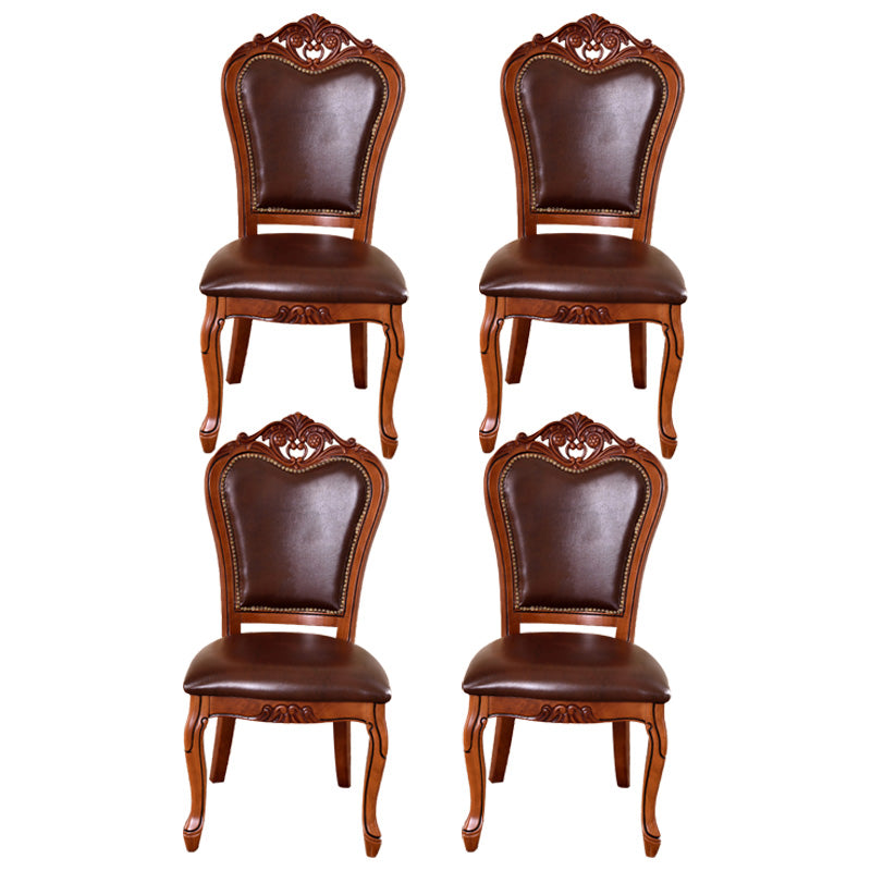 Leather Open Back Dining Side Chair Kitchen Dining Chair with Solid Wood Legs Khaki 4 Piece Set Clearhalo ' kitchen&dining_furn' 'Dining Chairs' 'Dining Tables & Seating' 'dining_chair' 'furn' 'furn_dining_chair' 'Furniture' 'furniture_dining_chair' 'Kitchen & Dining Furniture' 'kitchen' 3705058