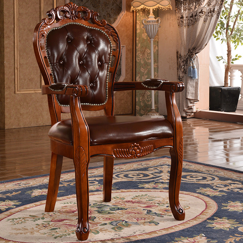 Victorian Style Wood Indoor Open Back Dining Side Chair of 24'' Wide Dining Chair Clearhalo ' kitchen&dining_furn' 'Dining Chairs' 'Dining Tables & Seating' 'dining_chair' 'furn' 'furn_dining_chair' 'Furniture' 'furniture_dining_chair' 'Kitchen & Dining Furniture' 'kitchen' 3705062