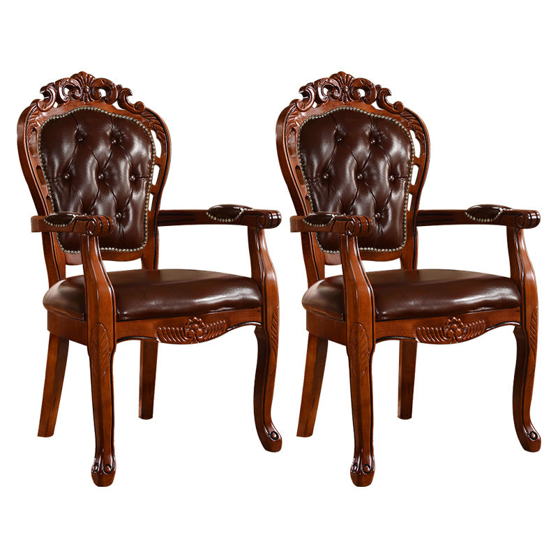 Victorian Style Wood Indoor Open Back Dining Side Chair of 24'' Wide Dining Chair Brown 2 Piece Set Clearhalo ' kitchen&dining_furn' 'Dining Chairs' 'Dining Tables & Seating' 'dining_chair' 'furn' 'furn_dining_chair' 'Furniture' 'furniture_dining_chair' 'Kitchen & Dining Furniture' 'kitchen' 3705063