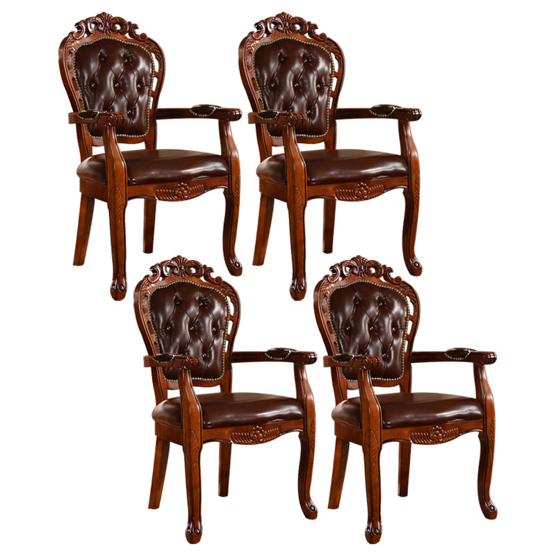 Victorian Style Wood Indoor Open Back Dining Side Chair of 24'' Wide Dining Chair Brown 4 Piece Set Clearhalo ' kitchen&dining_furn' 'Dining Chairs' 'Dining Tables & Seating' 'dining_chair' 'furn' 'furn_dining_chair' 'Furniture' 'furniture_dining_chair' 'Kitchen & Dining Furniture' 'kitchen' 3705064