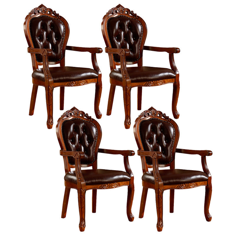 Victorian Style Wood Indoor Open Back Dining Side Chair of 24'' Wide Dining Chair Amber 4 Piece Set Clearhalo ' kitchen&dining_furn' 'Dining Chairs' 'Dining Tables & Seating' 'dining_chair' 'furn' 'furn_dining_chair' 'Furniture' 'furniture_dining_chair' 'Kitchen & Dining Furniture' 'kitchen' 3705071