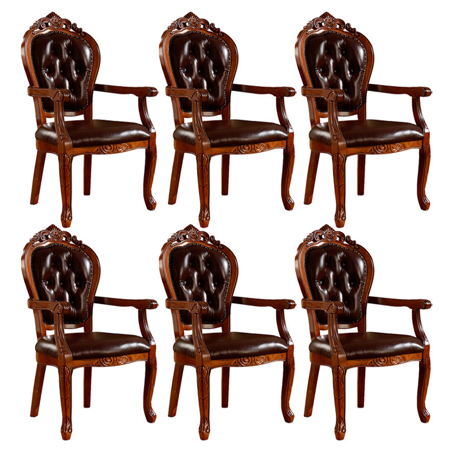 Victorian Style Wood Indoor Open Back Dining Side Chair of 24'' Wide Dining Chair Amber 6 Piece Set Clearhalo ' kitchen&dining_furn' 'Dining Chairs' 'Dining Tables & Seating' 'dining_chair' 'furn' 'furn_dining_chair' 'Furniture' 'furniture_dining_chair' 'Kitchen & Dining Furniture' 'kitchen' 3705073