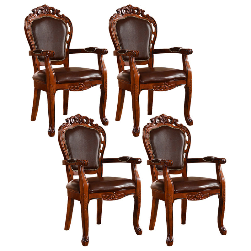 Victorian Style Wood Indoor Open Back Dining Side Chair of 24'' Wide Dining Chair Coffee 4 Piece Set Clearhalo ' kitchen&dining_furn' 'Dining Chairs' 'Dining Tables & Seating' 'dining_chair' 'furn' 'furn_dining_chair' 'Furniture' 'furniture_dining_chair' 'Kitchen & Dining Furniture' 'kitchen' 3705077