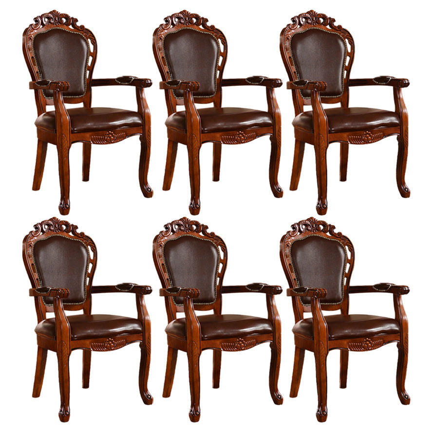 Victorian Style Wood Indoor Open Back Dining Side Chair of 24'' Wide Dining Chair Coffee 6 Piece Set Clearhalo ' kitchen&dining_furn' 'Dining Chairs' 'Dining Tables & Seating' 'dining_chair' 'furn' 'furn_dining_chair' 'Furniture' 'furniture_dining_chair' 'Kitchen & Dining Furniture' 'kitchen' 3705078