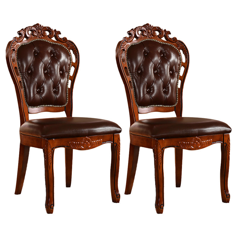 Wood Victorian Style Dining Chair Open Back Dining Side Chair for Home Dark Brown 2 Piece Set Clearhalo ' kitchen&dining_furn' 'Dining Chairs' 'Dining Tables & Seating' 'dining_chair' 'furn' 'furn_dining_chair' 'Furniture' 'furniture_dining_chair' 'Kitchen & Dining Furniture' 'kitchen' 3705097