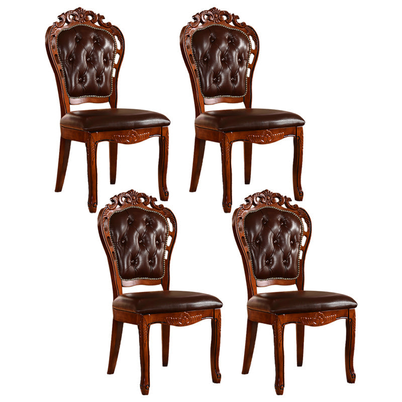Wood Victorian Style Dining Chair Open Back Dining Side Chair for Home Dark Brown 4 Piece Set Clearhalo ' kitchen&dining_furn' 'Dining Chairs' 'Dining Tables & Seating' 'dining_chair' 'furn' 'furn_dining_chair' 'Furniture' 'furniture_dining_chair' 'Kitchen & Dining Furniture' 'kitchen' 3705100