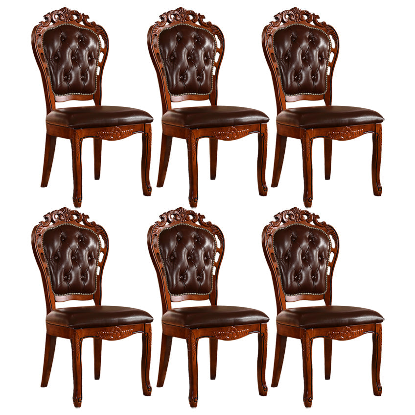 Wood Victorian Style Dining Chair Open Back Dining Side Chair for Home Dark Brown 6 Piece Set Clearhalo ' kitchen&dining_furn' 'Dining Chairs' 'Dining Tables & Seating' 'dining_chair' 'furn' 'furn_dining_chair' 'Furniture' 'furniture_dining_chair' 'Kitchen & Dining Furniture' 'kitchen' 3705102