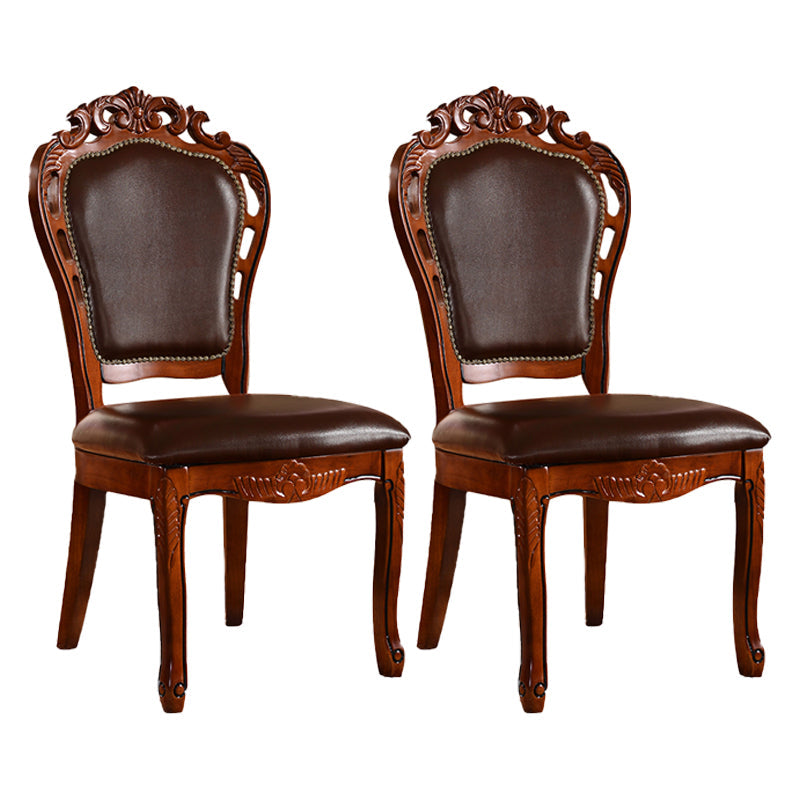 Wood Victorian Style Dining Chair Open Back Dining Side Chair for Home Red Brown 2 Piece Set Clearhalo ' kitchen&dining_furn' 'Dining Chairs' 'Dining Tables & Seating' 'dining_chair' 'furn' 'furn_dining_chair' 'Furniture' 'furniture_dining_chair' 'Kitchen & Dining Furniture' 'kitchen' 3705103