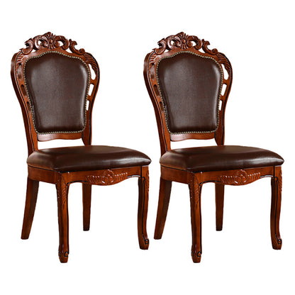 Wood Victorian Style Dining Chair Open Back Dining Side Chair for Home Red Brown 2 Piece Set Clearhalo ' kitchen&dining_furn' 'Dining Chairs' 'Dining Tables & Seating' 'dining_chair' 'furn' 'furn_dining_chair' 'Furniture' 'furniture_dining_chair' 'Kitchen & Dining Furniture' 'kitchen' 3705103