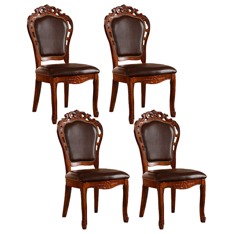 Wood Victorian Style Dining Chair Open Back Dining Side Chair for Home Red Brown 4 Piece Set Clearhalo ' kitchen&dining_furn' 'Dining Chairs' 'Dining Tables & Seating' 'dining_chair' 'furn' 'furn_dining_chair' 'Furniture' 'furniture_dining_chair' 'Kitchen & Dining Furniture' 'kitchen' 3705106